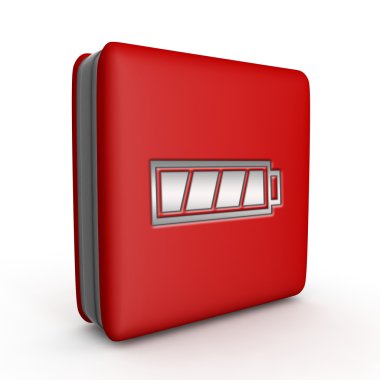 Beyaz arka plan üzerinde pil kare simgesi