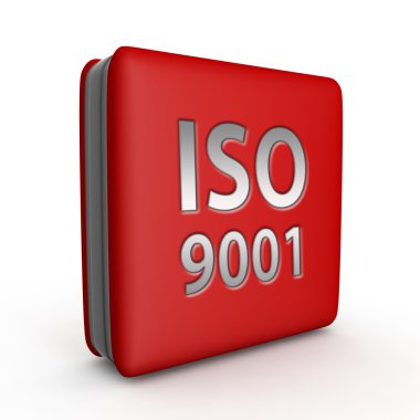 Beyaz arka plan üzerinde ISO 9001 kare simgesi