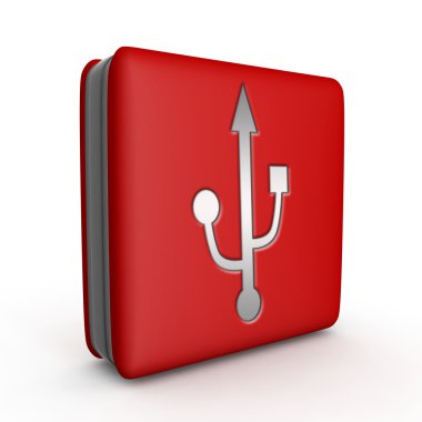Beyaz arka plan üzerinde USB kare simgesi