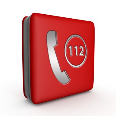 Beyaz arka plan üzerinde 112 kare simgesi