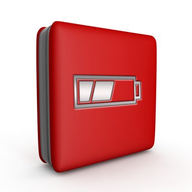 Beyaz arka plan üzerinde pil kare simgesi