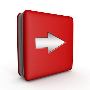 Beyaz arka plan üzerinde sağ ok kare simgesi