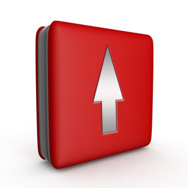 Beyaz arka plan üzerinde yukarı ok kare simgesi