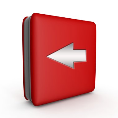 Beyaz arka plan üzerinde sol ok kare simgesi