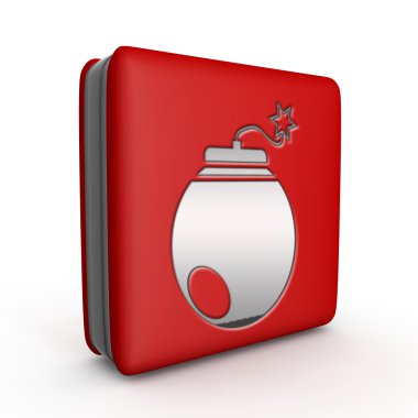 Beyaz arka plan üzerinde bomba kare simgesi