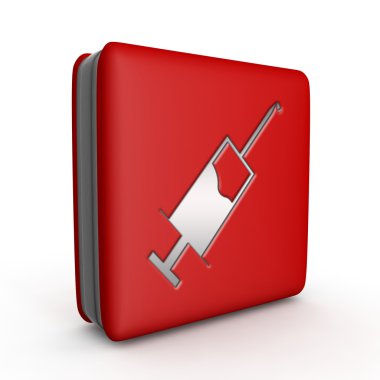 Enjeksiyon kare simgesi beyaz arka plan üzerinde