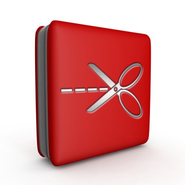 Makas simgesi beyaz arka plan üzerinde kare