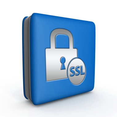 Beyaz arka plan üzerinde SSL kare simgesi