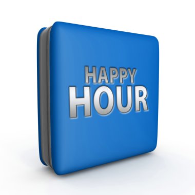 Happy hour kare simgesi beyaz arka plan üzerinde