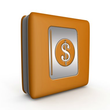 Doları para kitap kare simgesi beyaz arka plan üzerinde