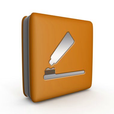 Diş fırça kare simgesi beyaz arka plan üzerinde