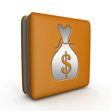 Doları para çantası kare simgesi beyaz arka plan üzerinde