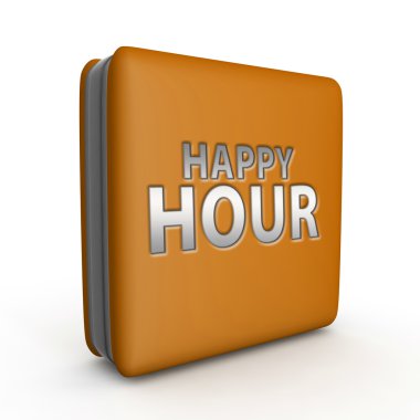 Happy hour kare simgesi beyaz arka plan üzerinde