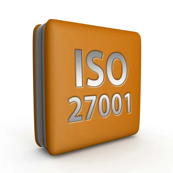 ISO 27001 négyzet alakú ikon a fehér háttér — Stock Fotó