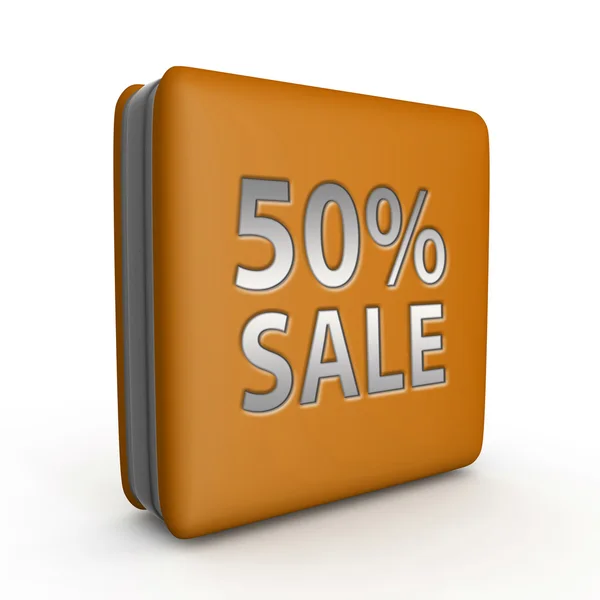 Pięćdziesiąt procent sprzedaży kwadratowe ikona na białym tle — Zdjęcie stockowe