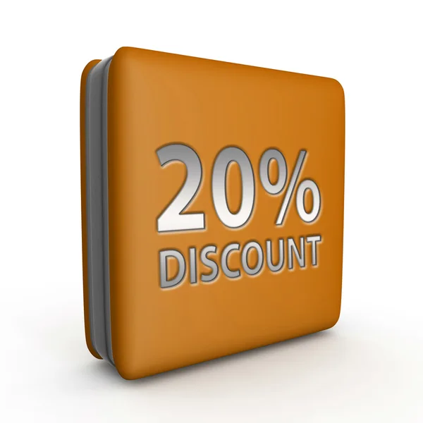 Discount twenty percent square icon on white background — Stock Photo, Image