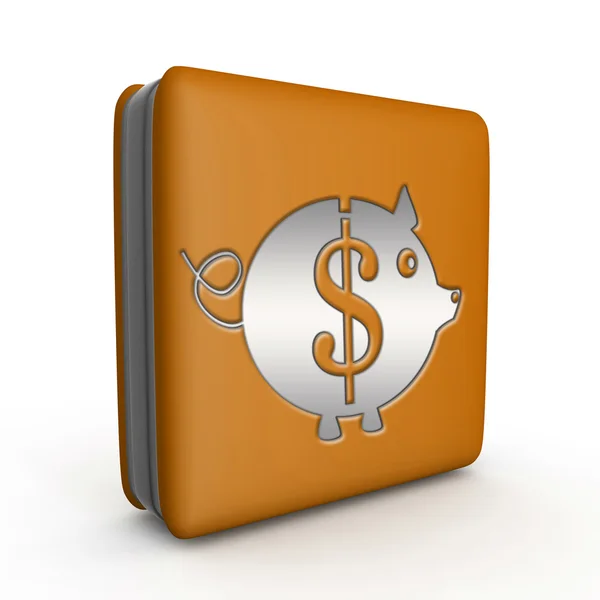 Dollaro maiale icona quadrata su sfondo bianco — Foto Stock