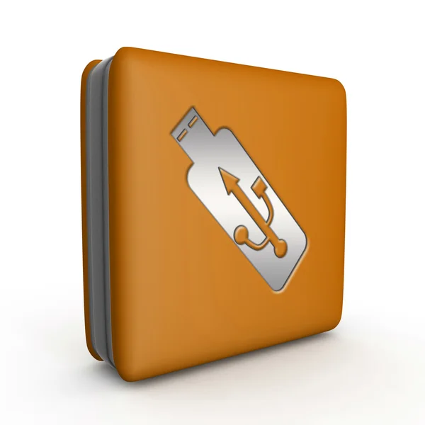 USB-fyrkantiga ikonen på vit bakgrund — Stockfoto