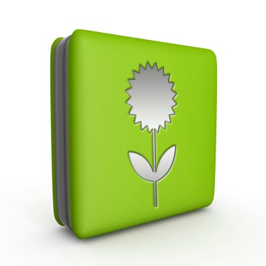 Beyaz arka plan üzerinde çiçek kare simgesi