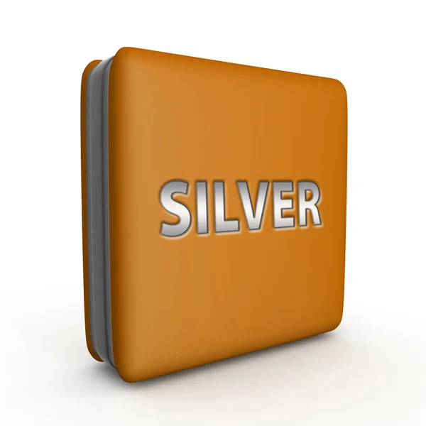 Silbernes quadratisches Symbol auf weißem Hintergrund — Stockfoto