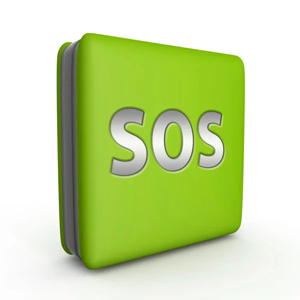 SOS čtvercovou ikonu na bílém pozadí — Stock fotografie