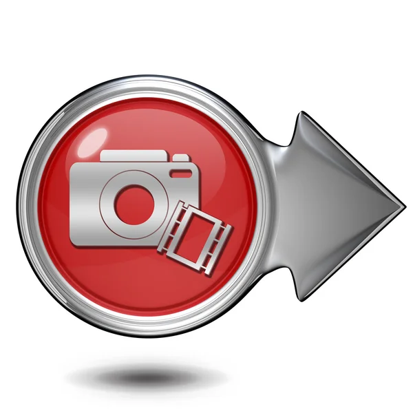 Icona circolare della fotocamera su sfondo bianco — Foto Stock