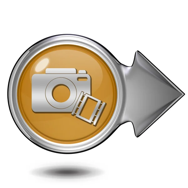 Icona circolare della fotocamera su sfondo bianco — Foto Stock