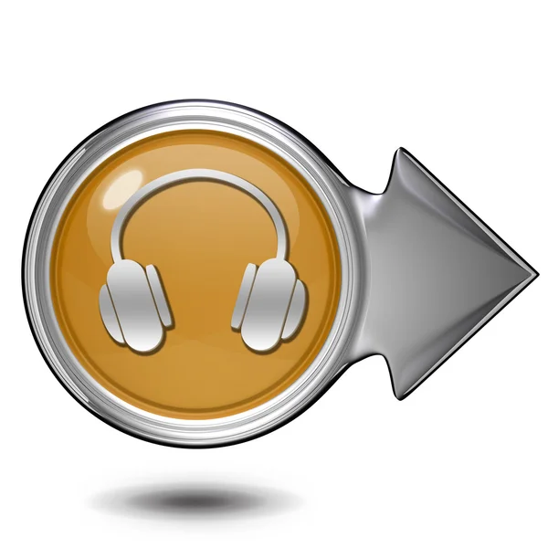 Icono circular de auriculares sobre fondo blanco —  Fotos de Stock