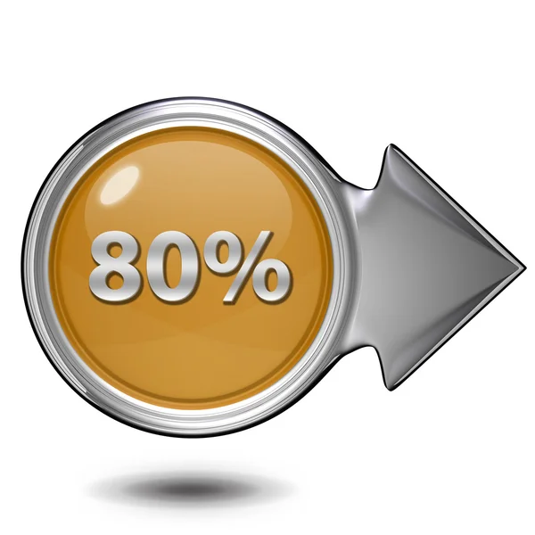 Ícone circular de 80% sobre fundo branco — Fotografia de Stock