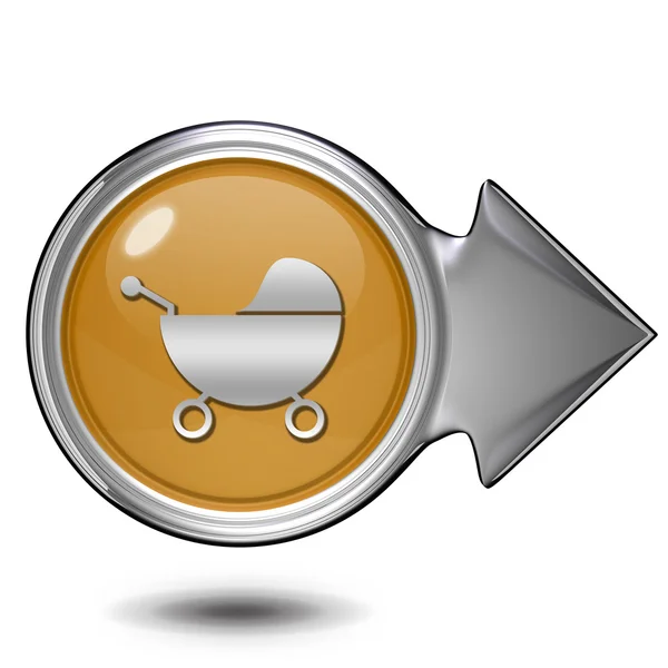 Beyaz arka plan bebek arabası dairesel simgesine — Stok fotoğraf