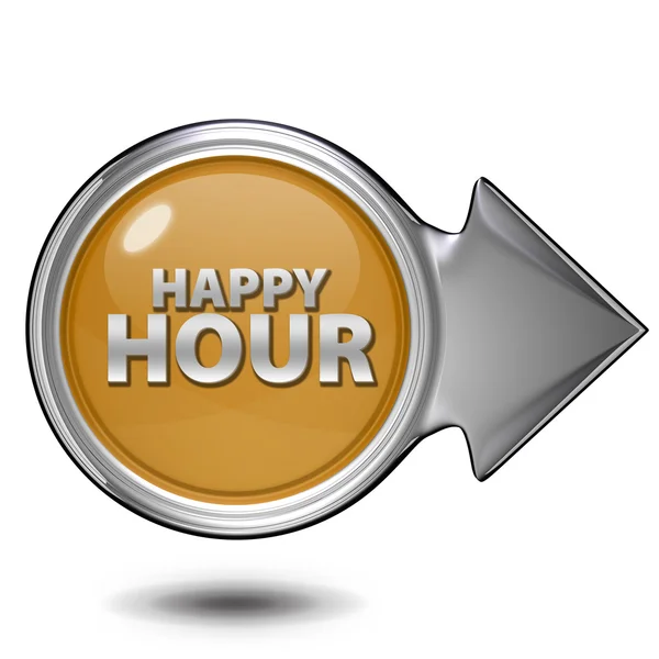 Happy Hour rundes Symbol auf weißem Hintergrund — Stockfoto