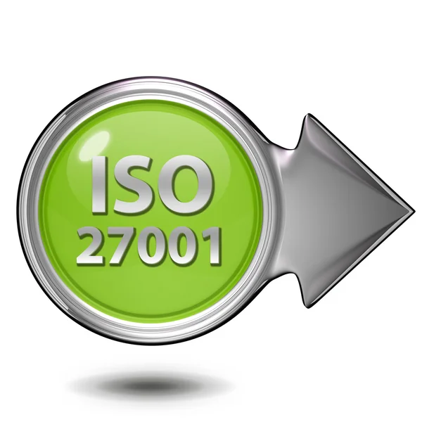 Iso 27001 pyöreä kuvake valkoisella taustalla — kuvapankkivalokuva