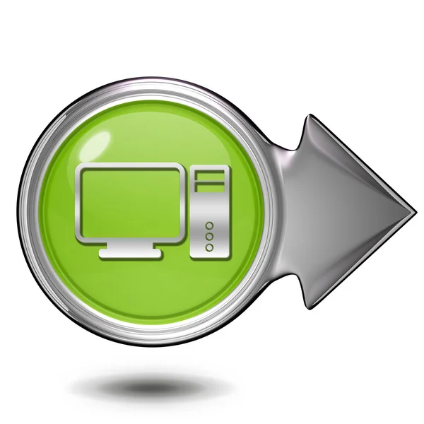 Computador ícone circular no fundo branco — Fotografia de Stock