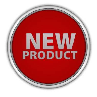 Beyaz arka plan üzerinde yeni ürün dairesel simgesi