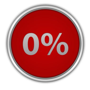 Beyaz arka plan üzerinde yüzde sıfır dairesel simgesi