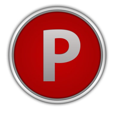 Dairesel simgesi beyaz arka plan üzerinde otopark