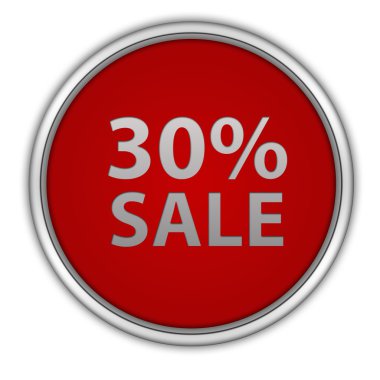 Beyaz arka plan üzerinde satış % 30'u dairesel simgesi