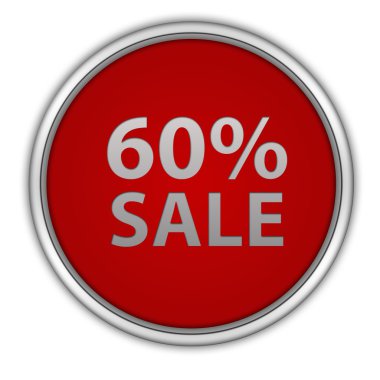 Satışı yüzde altmış dairesel simgesi beyaz arka plan üzerinde