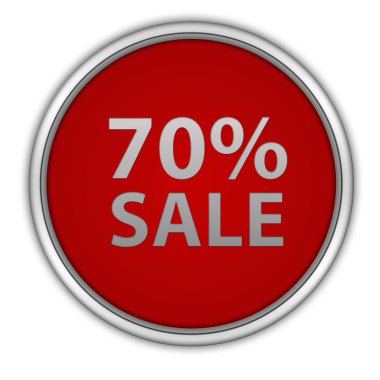 Beyaz arka plan üzerinde satış % 70'i dairesel simgesi