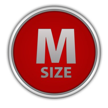 M boyutu dairesel simgesi beyaz arka plan üzerinde