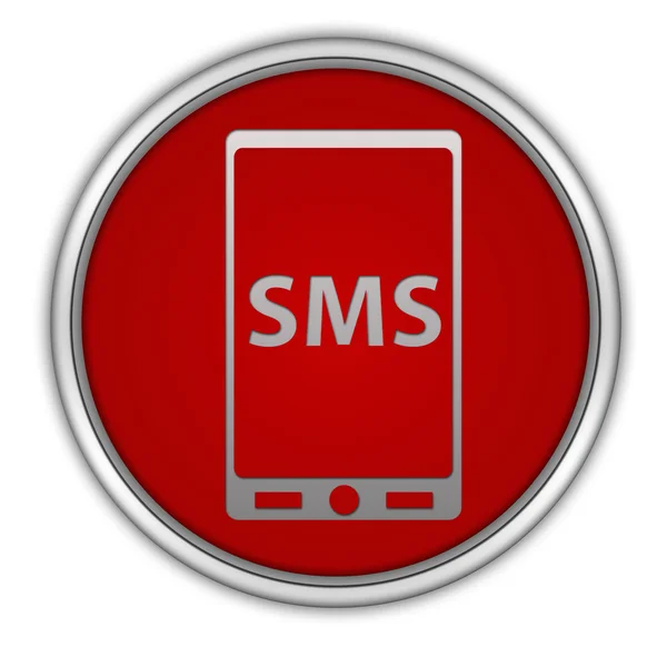 SMS okrągła ikona na białym tle — Zdjęcie stockowe