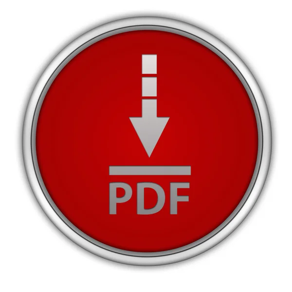 Pdf descargar icono circular sobre fondo blanco — Foto de Stock
