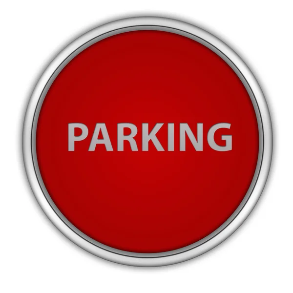 白い背景の上の丸いアイコンを駐車場 — ストック写真
