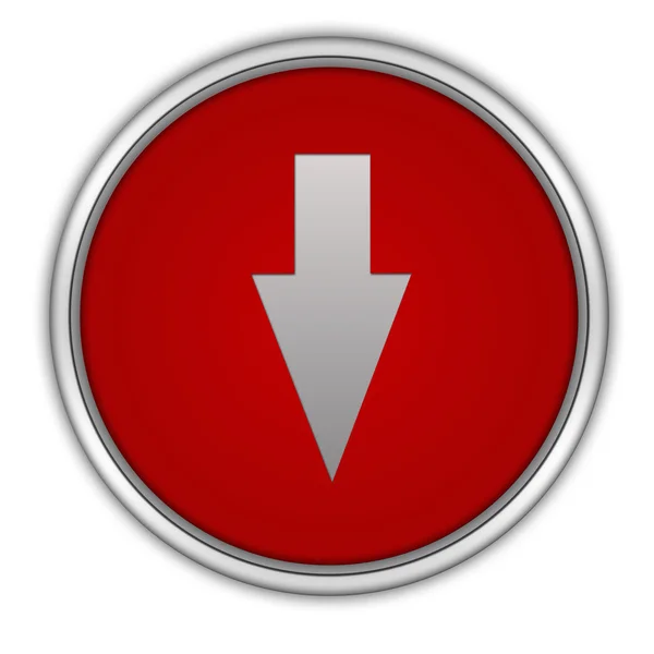 Lefelé nyíl kör alakú ikonra a fehér háttér — Stock Fotó
