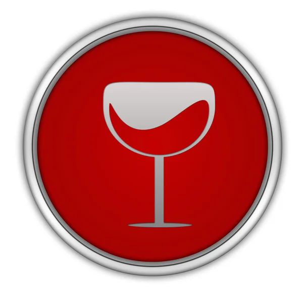 白い背景の上のワインの円形アイコン — ストック写真