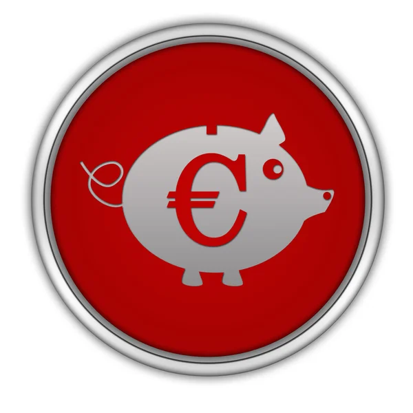 Euro świnia okrągła ikona na białym tle — Zdjęcie stockowe