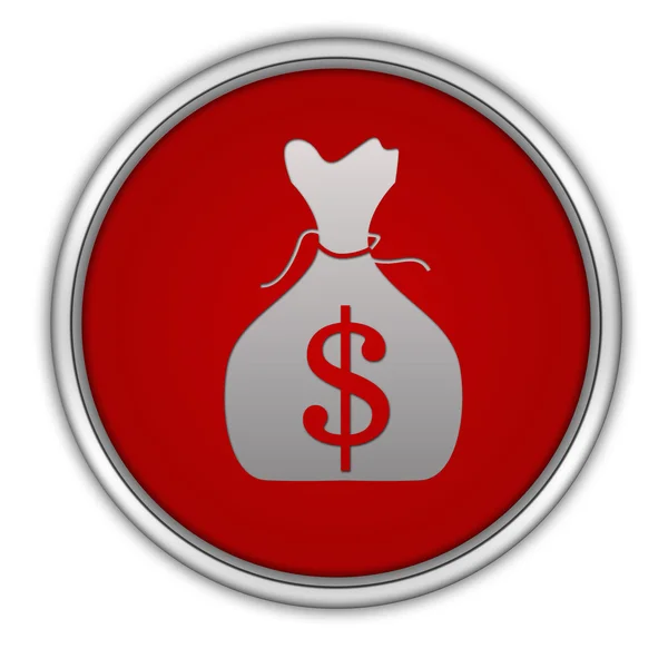 Dollar money bag circular icon on white background — Stock Photo, Image