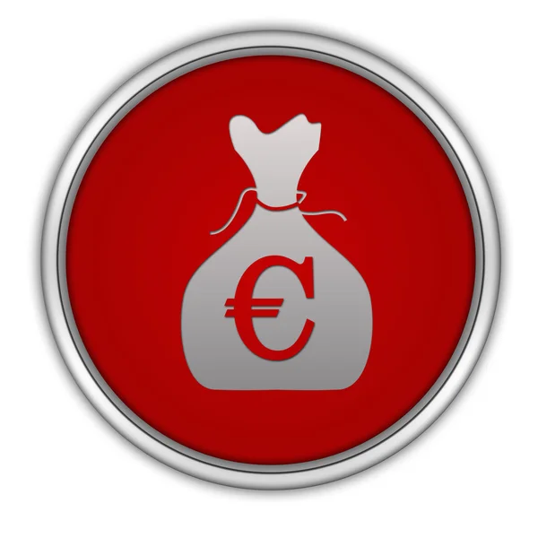Euro dinheiro saco ícone circular no fundo branco — Fotografia de Stock