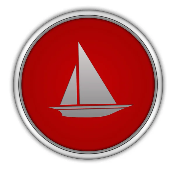 Ícone circular do barco no fundo branco — Fotografia de Stock