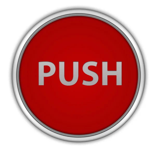 Push circular icon on white background — Stock Photo, Image